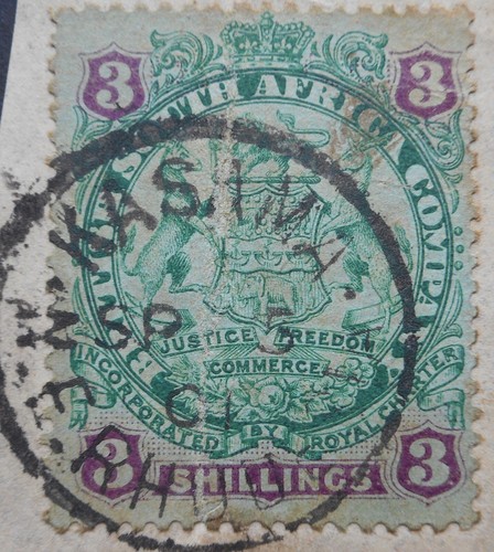 Rhodesia 1896 tre scellini con - 1896,